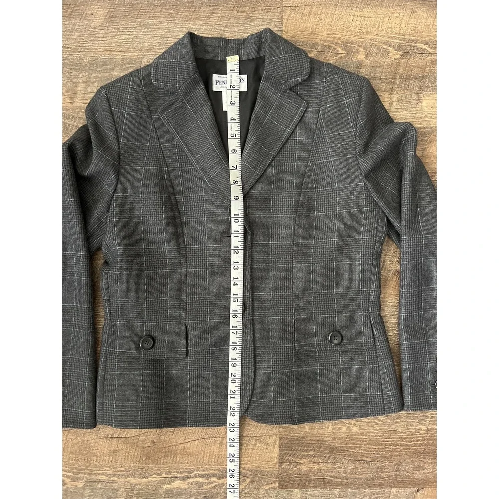 Pendleton Women's Virgin‎ Wool Blazer 6P Gray Blue Glen Plaid Office Classic